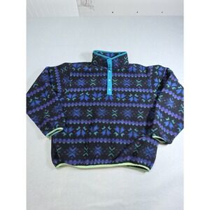 Vintage LL Bean Snap T Fleece Pullover Sweater Aztec Womens M